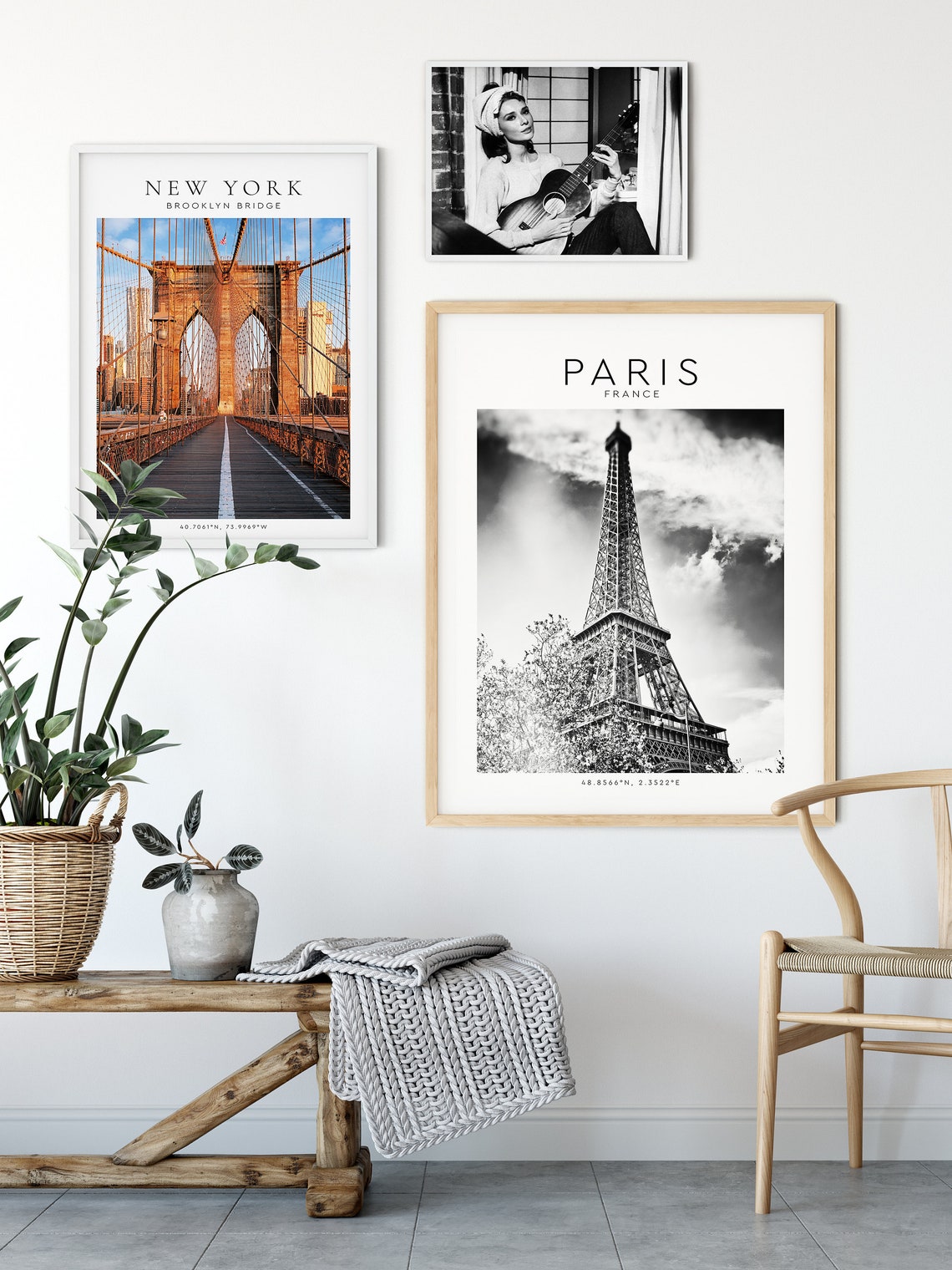 Paris France Eiffel Tower Upward Black And White Coordinates Poster - Image 3