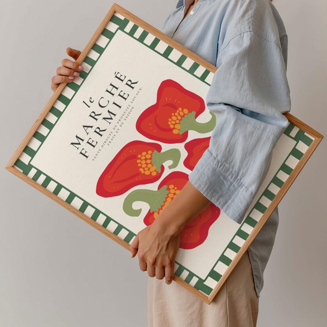 Le Marché Fermier Red Peppers French Market Kitchen Retro Poster - Image 5