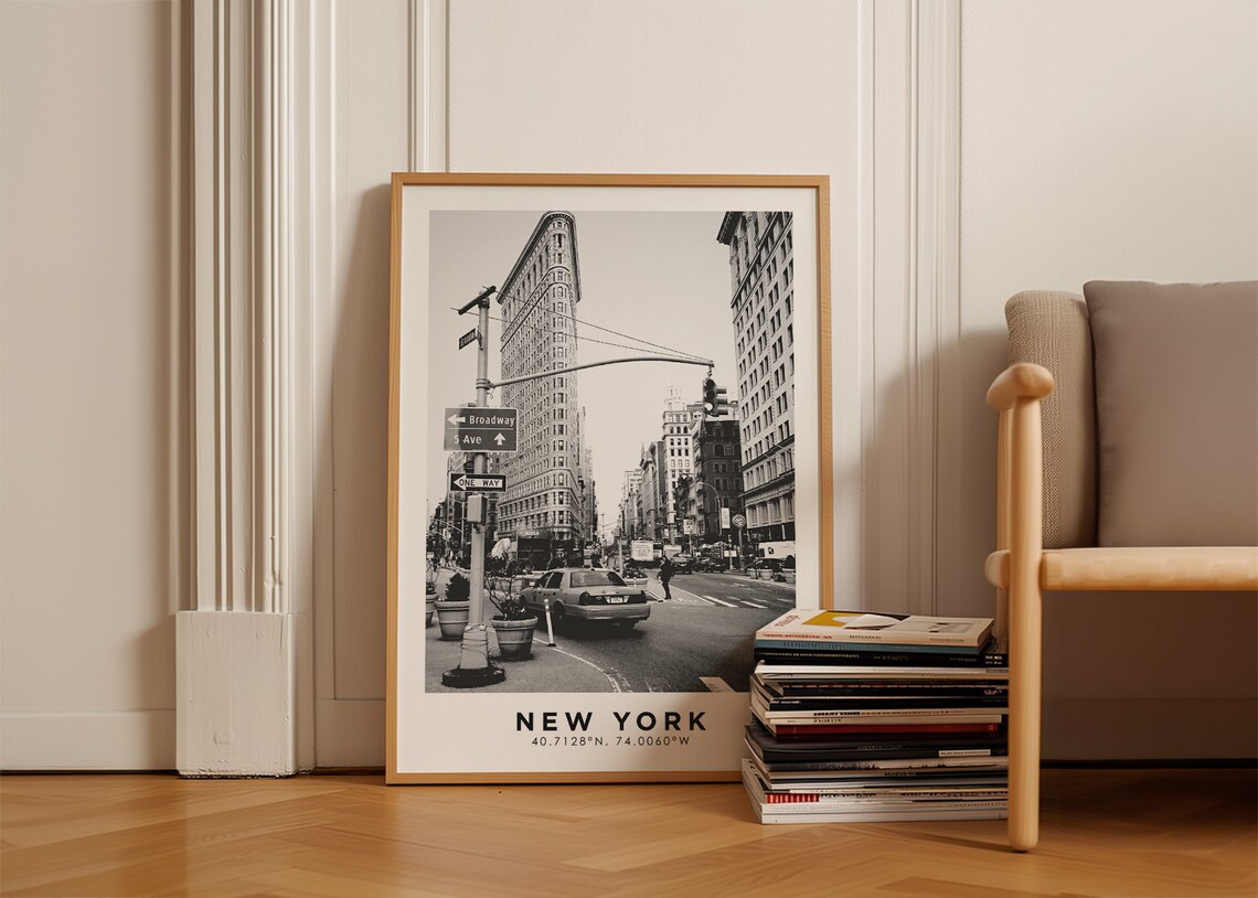 New York City Coordinates Vintage Travel Poster