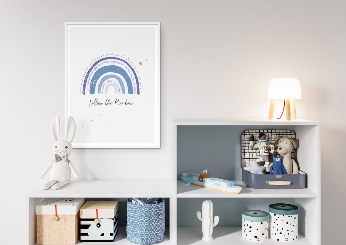 Follow The Rainbow Warm Sunset Nursery Boho Kids Wall Art Poster - Image 2