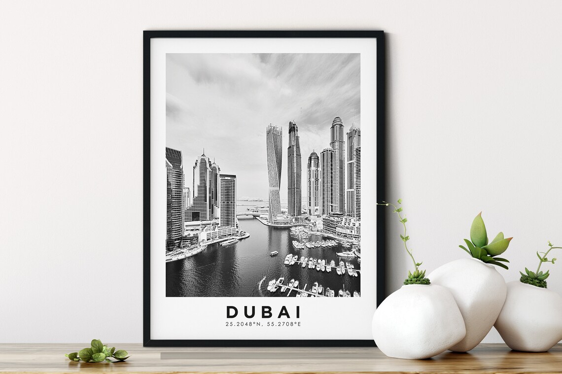Dubai Skyline Travel Print Dubai Poster Trendy Travel Home Decor United Arab Emirates Travel Arabian Nights Uae Wall Art Gallery Poster