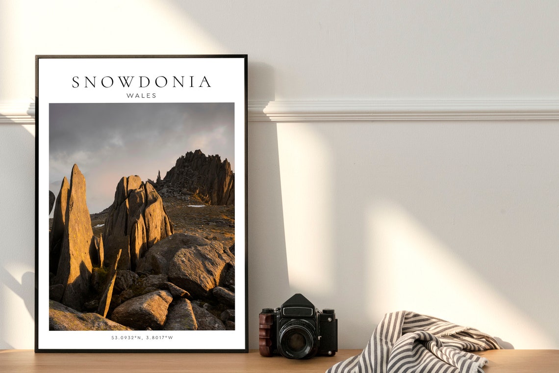 Snowdonia National Park Wales Rugged Crags Sunset Coordinates Poster - Image 2