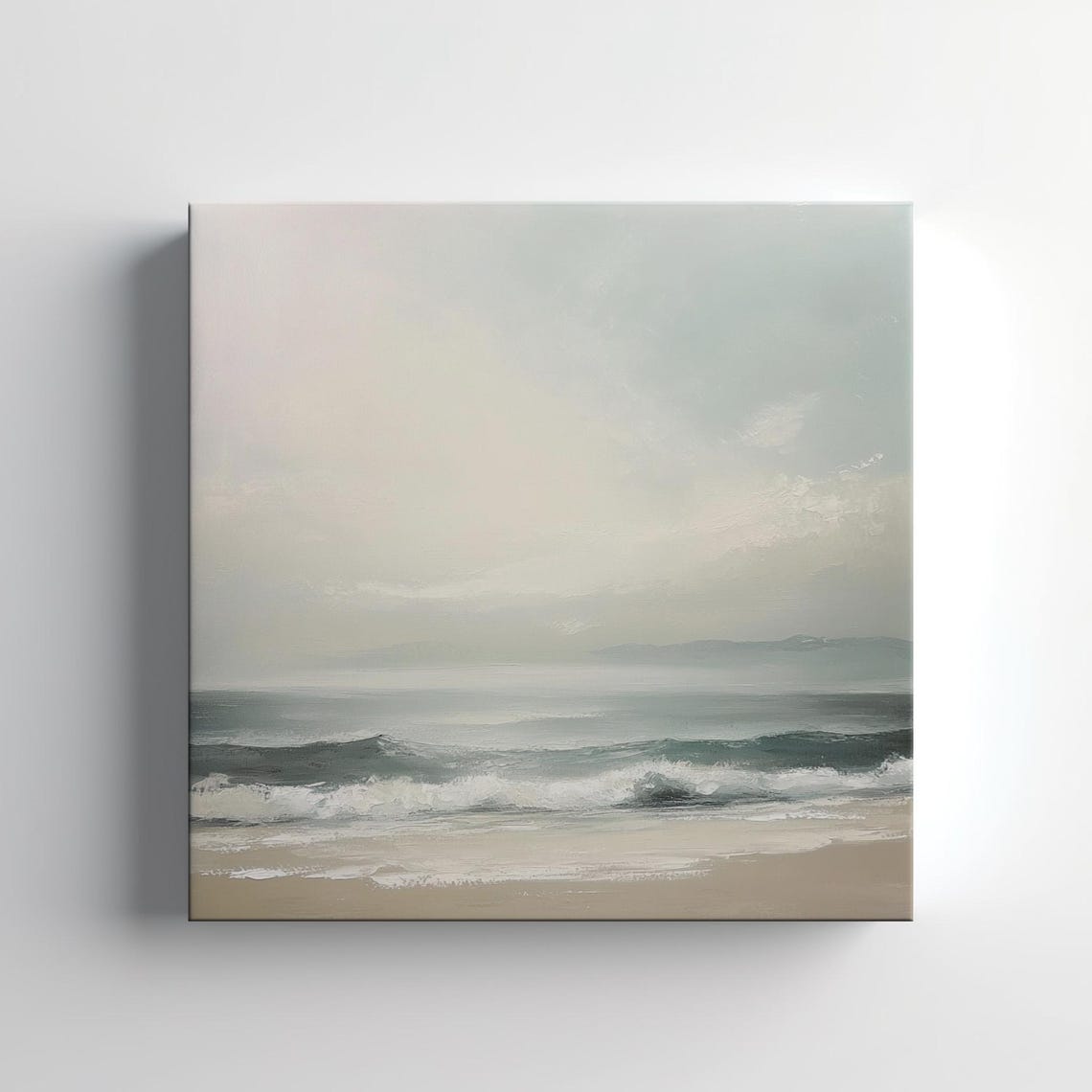 Calm Minimalist Seascape Gentle Ocean Waves Neutral Coastal Print