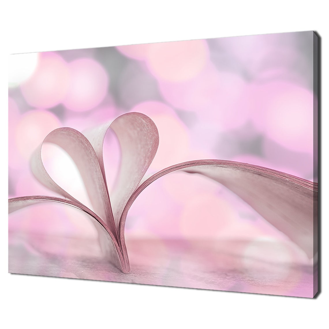 Pink Heart Book Pages Folded Paper Romantic Bokeh Photography Poster
