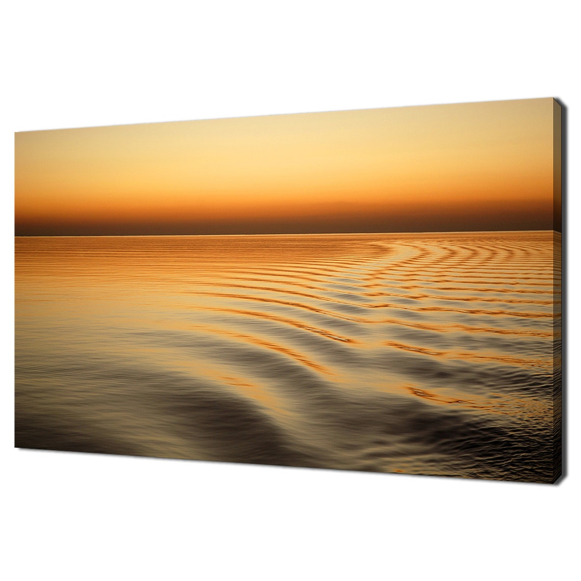 Golden Sunset Over Calm Ocean Gentle Waves Warm Minimalist Poster