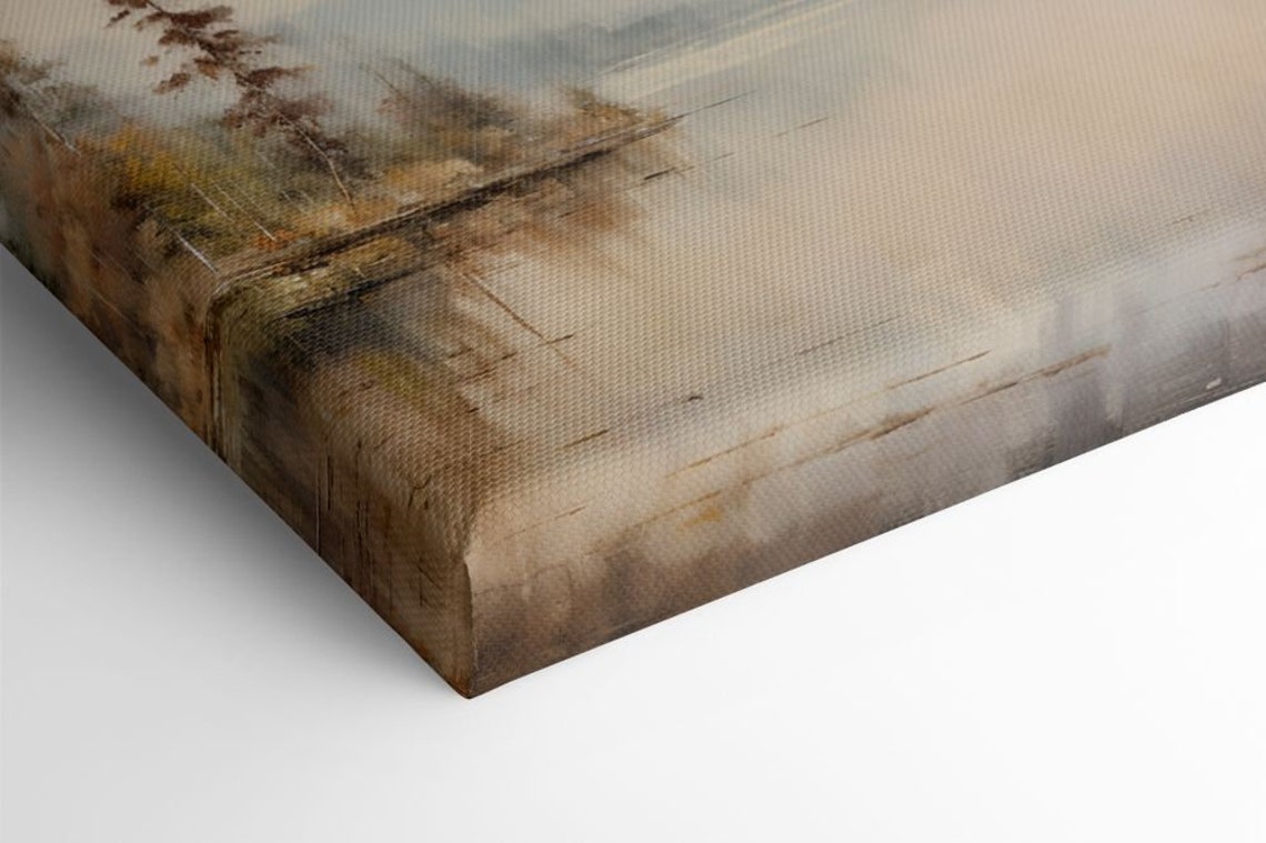 Pastel Misty Lake With Pine Trees Soft Dawn Reflections Poster - Image 2