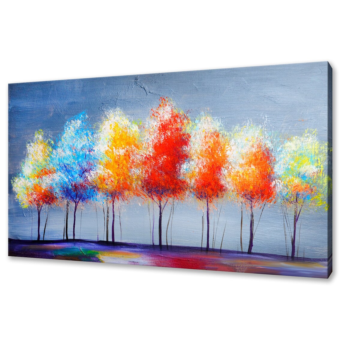 Colourful Rainbow Trees Oil Painting Style Modern Design Home Decor Print Wall Art Picture
