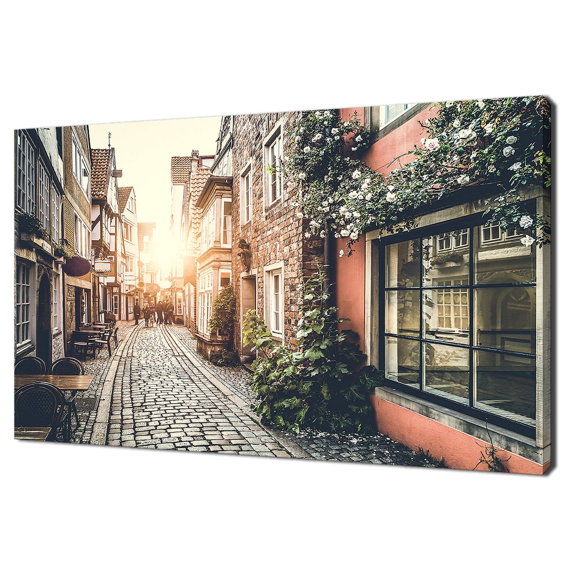 Path In Old Town At Sunset Vintage Street Modern Design Print Wall Art Picture