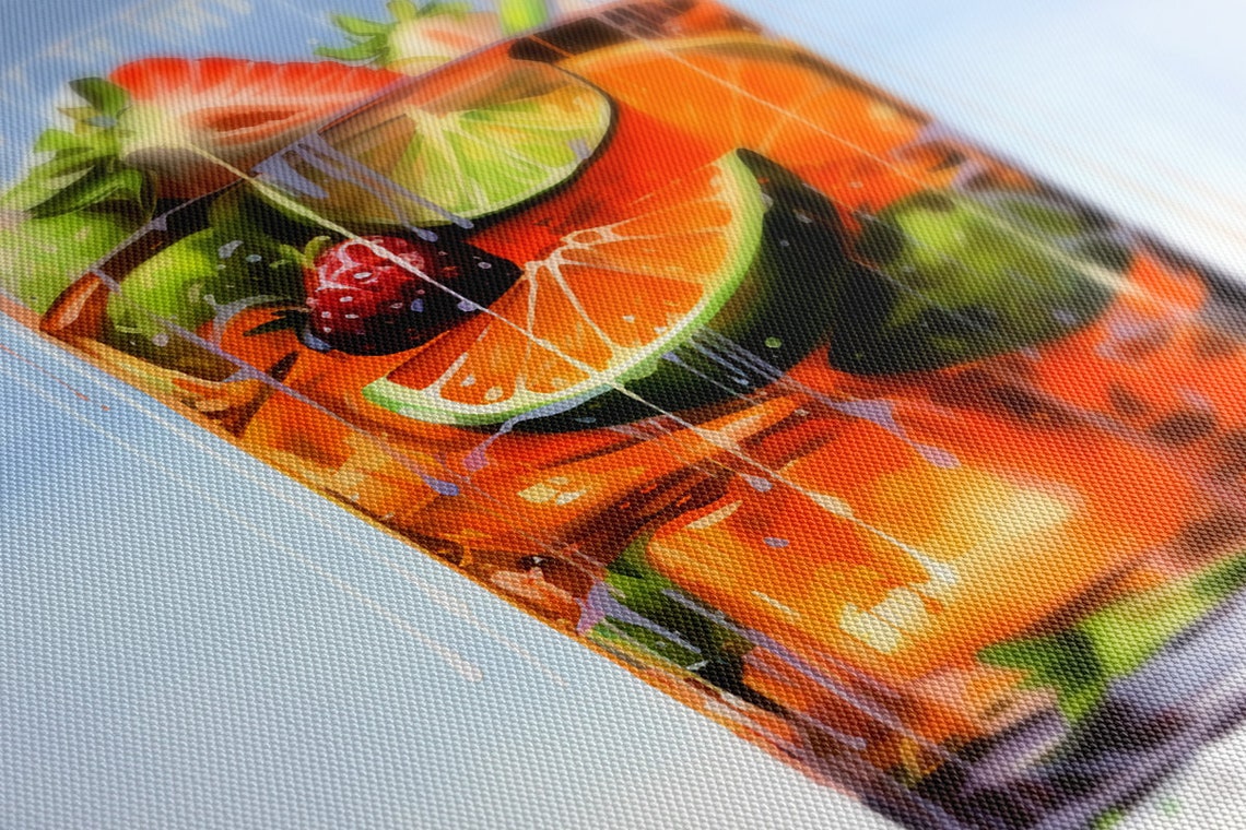 Pimms Cocktail Glass Strawberries Orange Mint Kitchen Art Print - Image 4