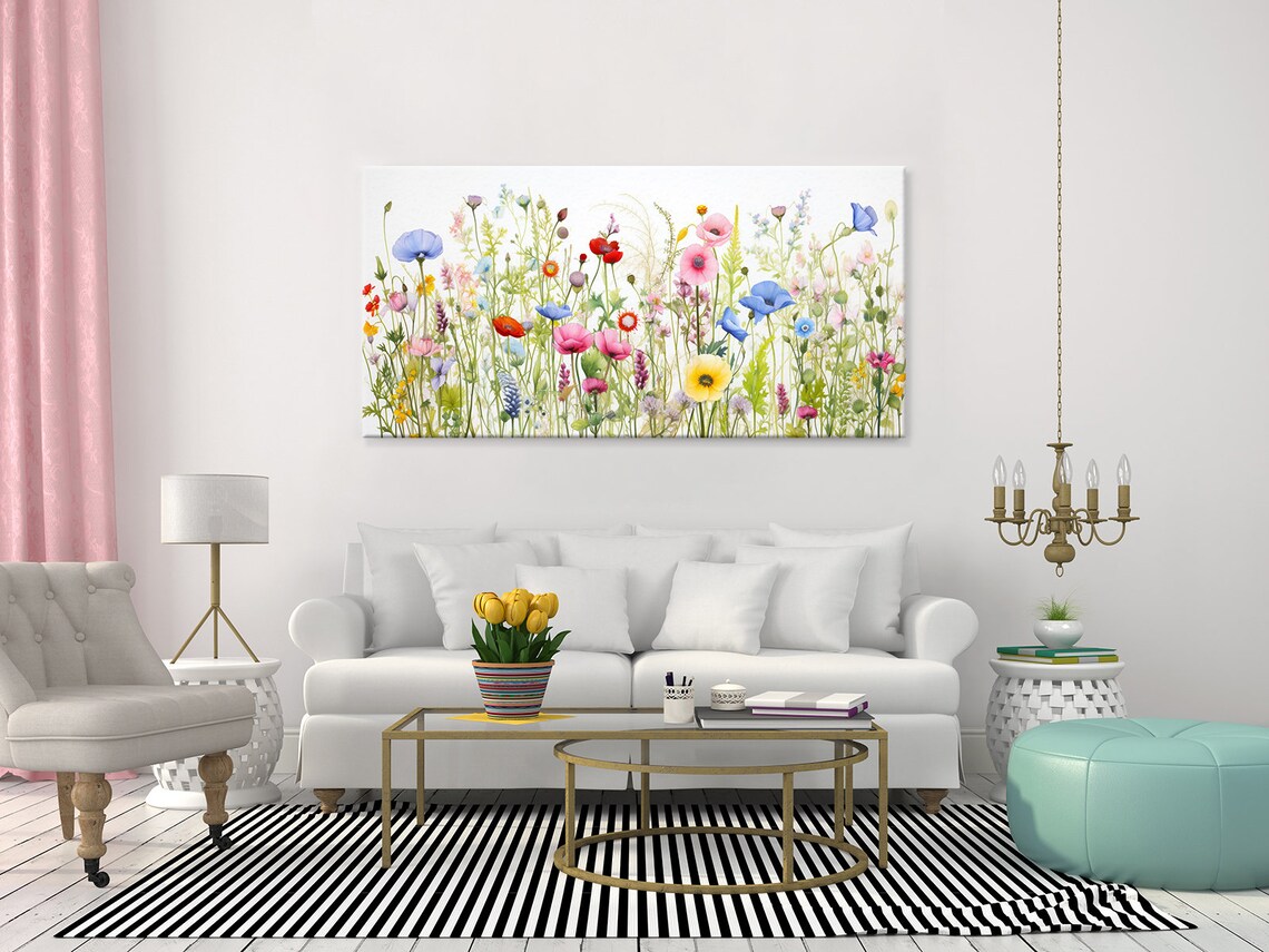 Spring Wildflowers Meadow Field, Watercolor Art Print - Image 4
