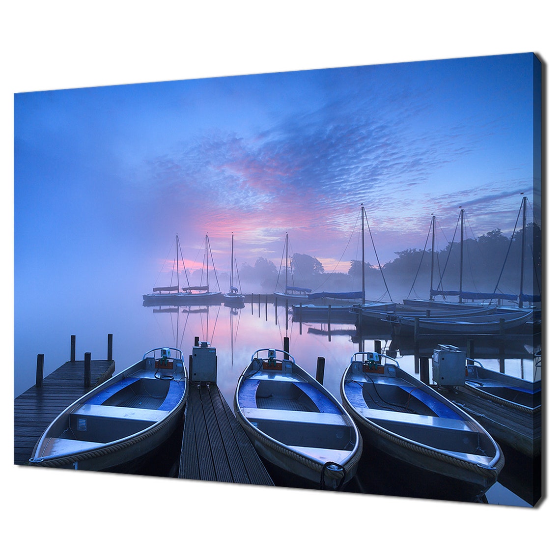Netherlands Harbour Boats Lake Blue Sky Modern Design Home Decor Print Wall Art Picture