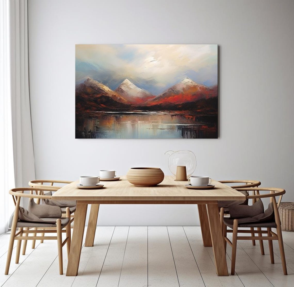 Colorful Autumn Mountains Lake Reflection Snowy Peaks Landscape Poster - Image 3