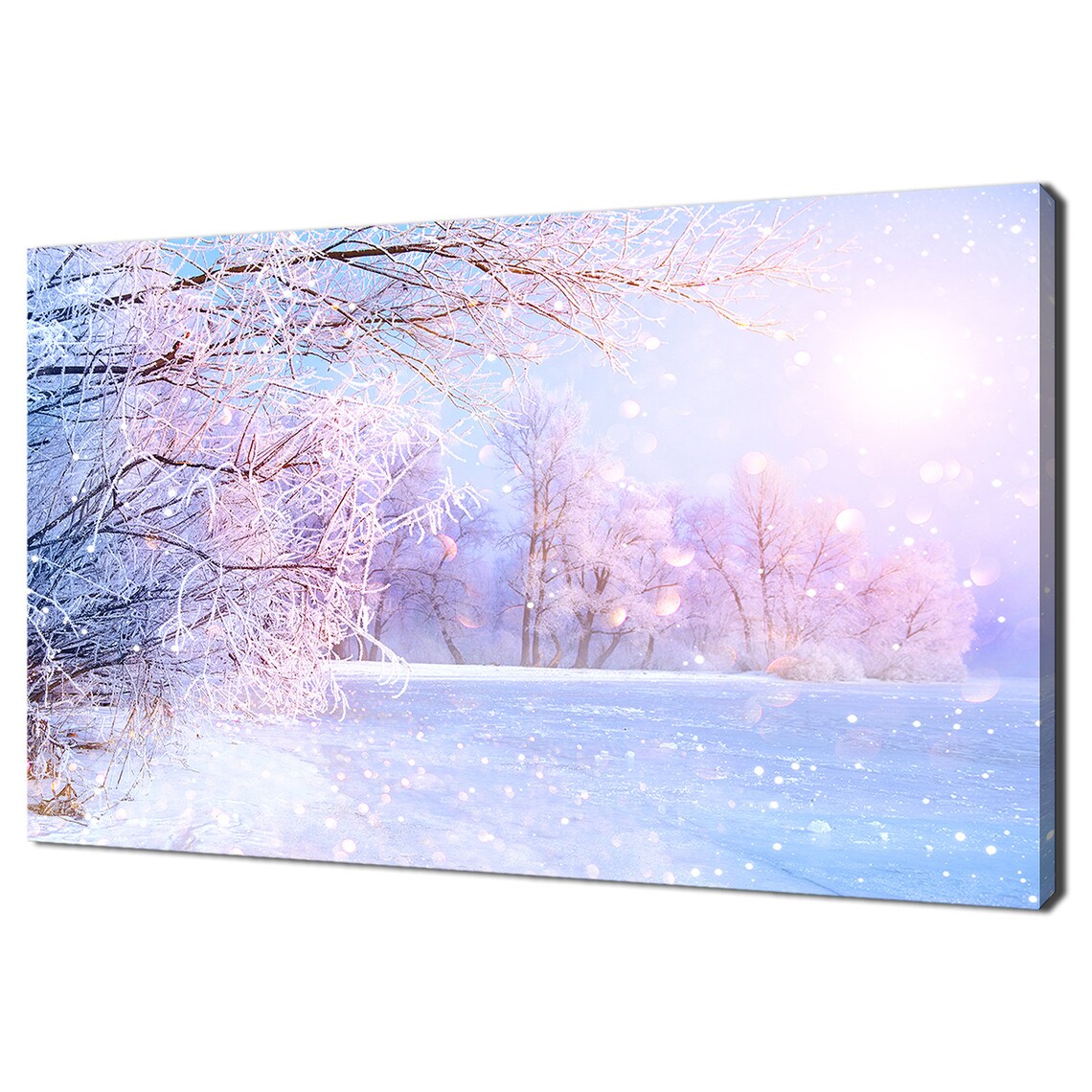 Winter Scenery, Pink Modern Design Wall Art Print