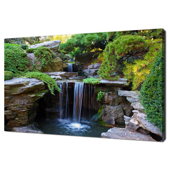 Waterfall At Japanese Garden Modern Design Home Decor Print Wall Art Picture Wall Hanging