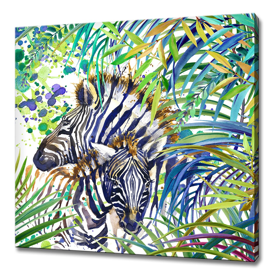 Zebras Tropical Forest Animal Print, Modern Decor