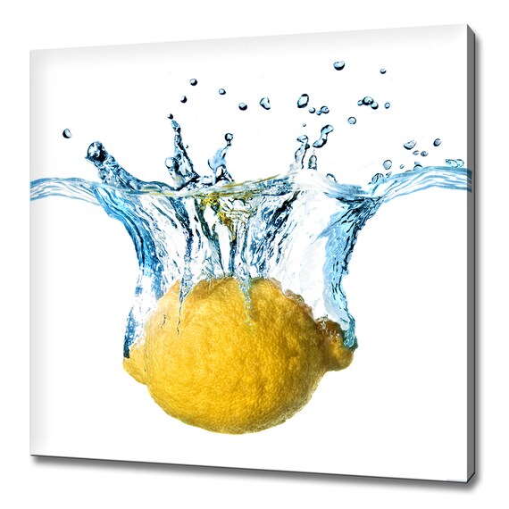 Yellow Lemon Citrus Fruit Blue Water Splash Kitchen Modern Design Home Decor Print Wall Art Picture