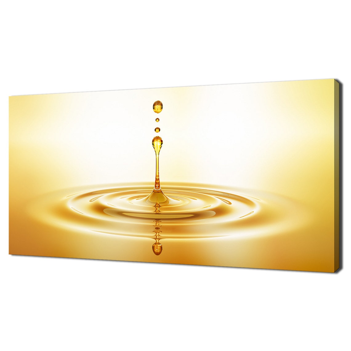 Golden Oil Drop Splash Ripples Macro Photography Abstract Art Print