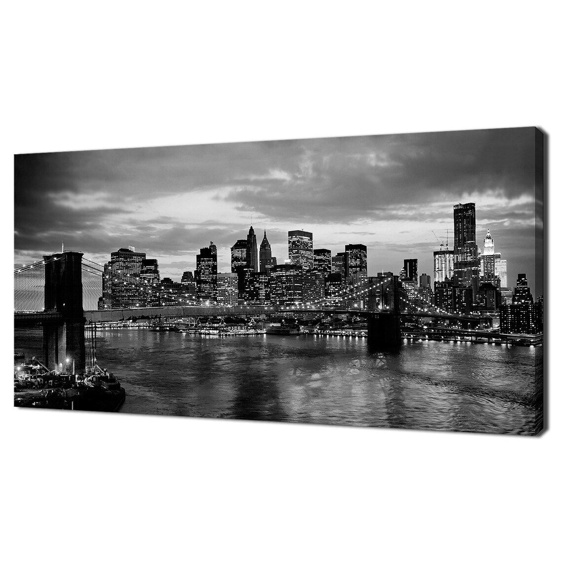 Brooklyn Bridge Black and White Panorama Art Print
