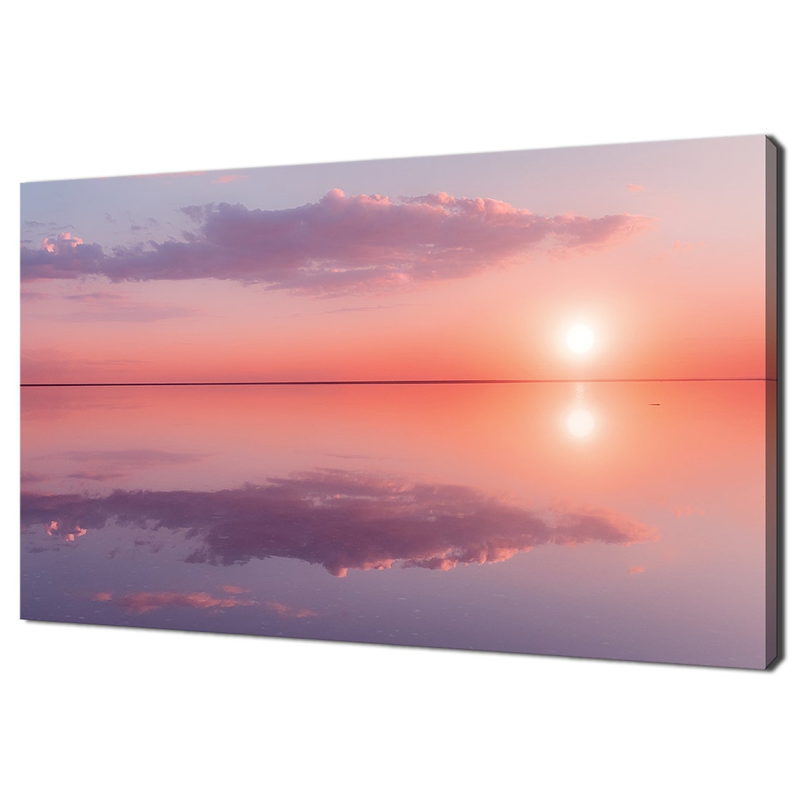 Beautiful Sunset Behind The Horizon Lilac Pink Modern Design Decor Print Wall Art Picture