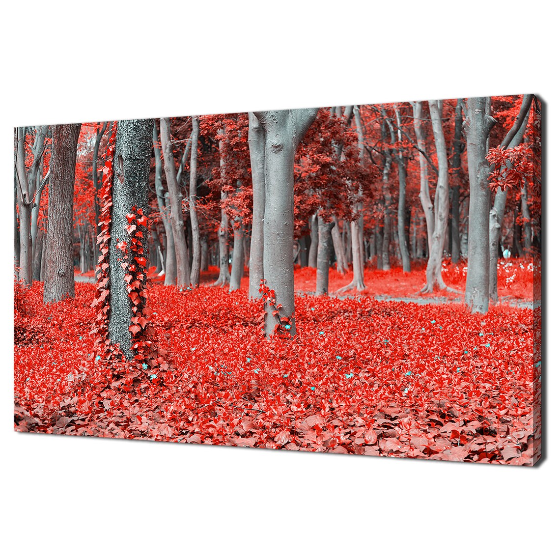 Beautiful Red Forest Trees Landscape Modern Design Home Decor Print Wall Art Picture