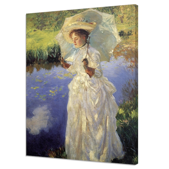 John Singer Sargent Morning Walk Lady With Parasol By The Pond Poster