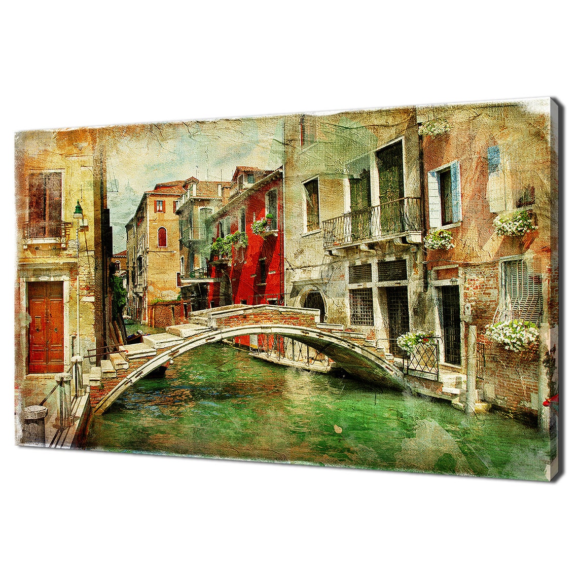 Venice Italy Canal Stone Bridge Grunge Style Travel Wall Poster