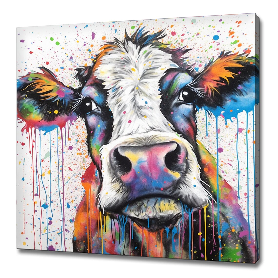 Colourful Cow Watercolor Art Print, Nursery Decor