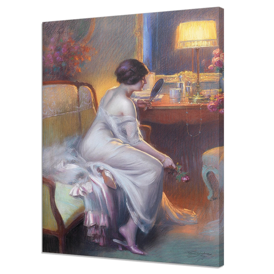 A Fair Reflection Delphin Enjolras Reproduction Vintage Painting Print Lady In The Room Antique Female Portrait Fine Art Print