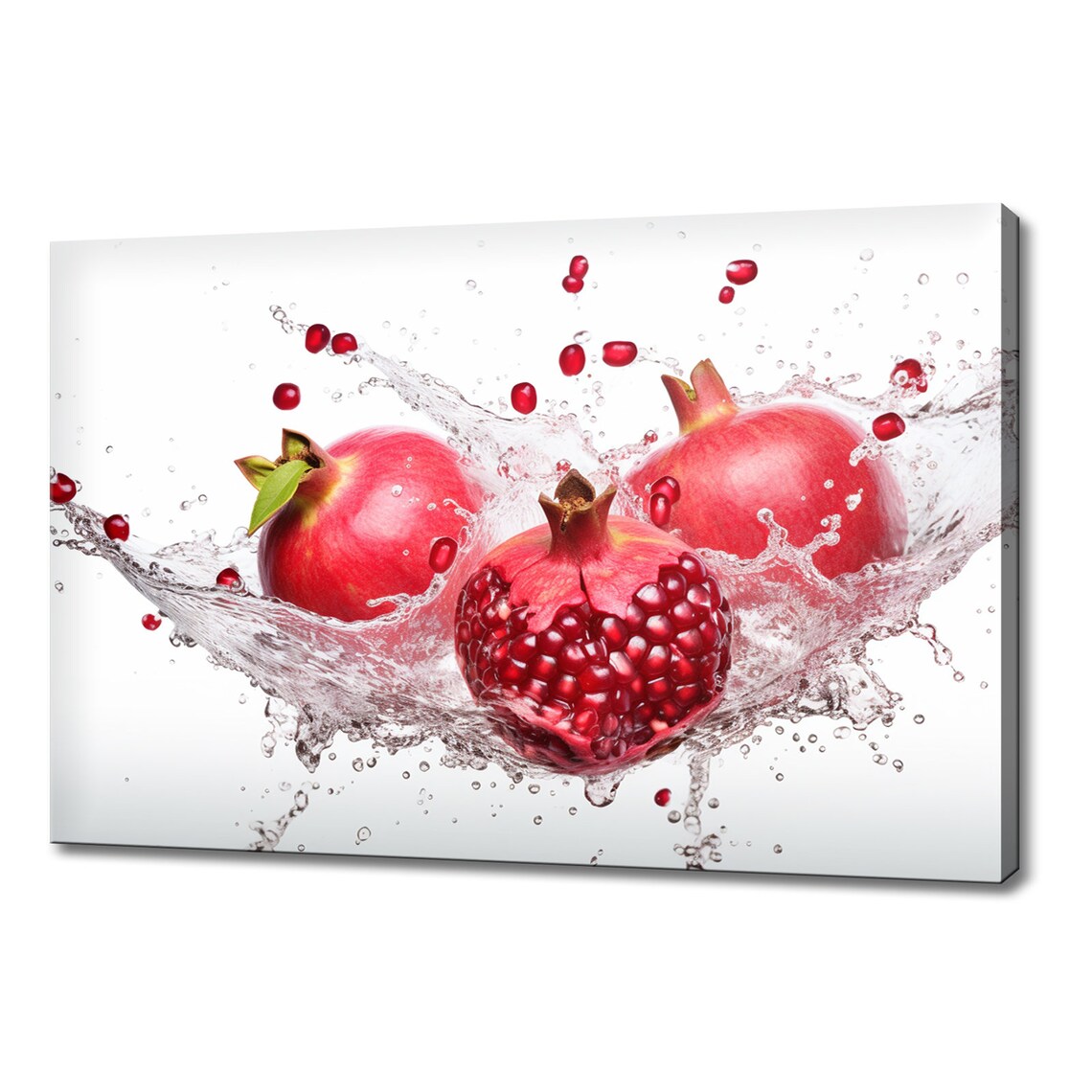 Red Pomegranate Fruits Water Splash Print Colourful Kitchen Wall Art Fruit Print Modern Kitchen Restaurant Wall Decor