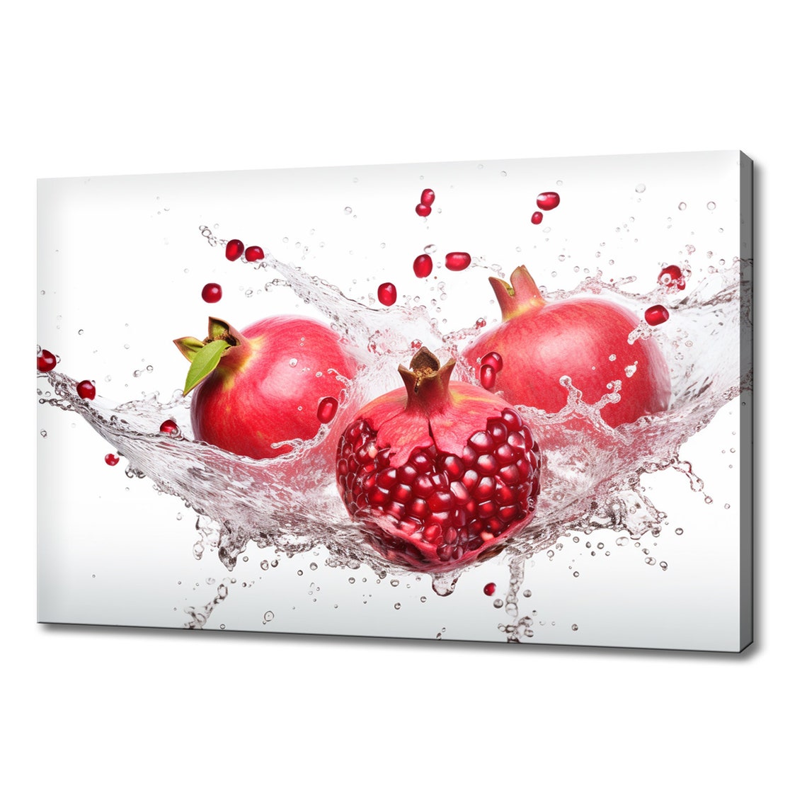 Red Pomegranate Water Splash Colorful Kitchen Wall Art Print