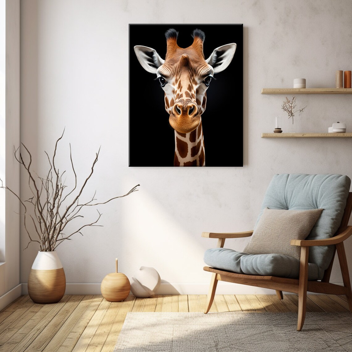 Giraffe Portrait Art Print, Animal Wall Decor - Image 4