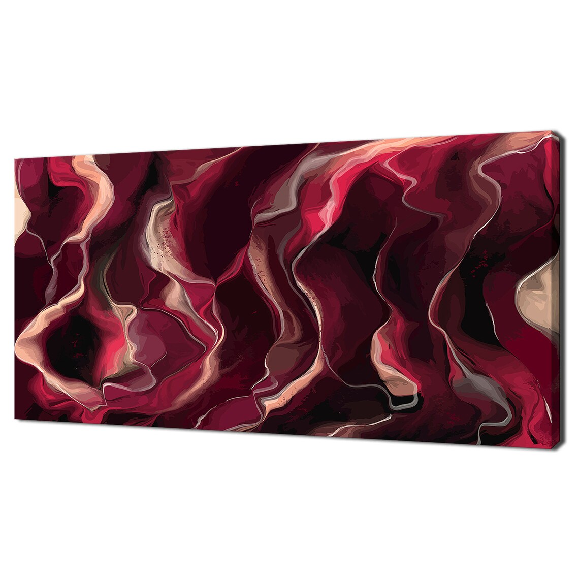 Maroon, Red & White Abstract Modern Art Print