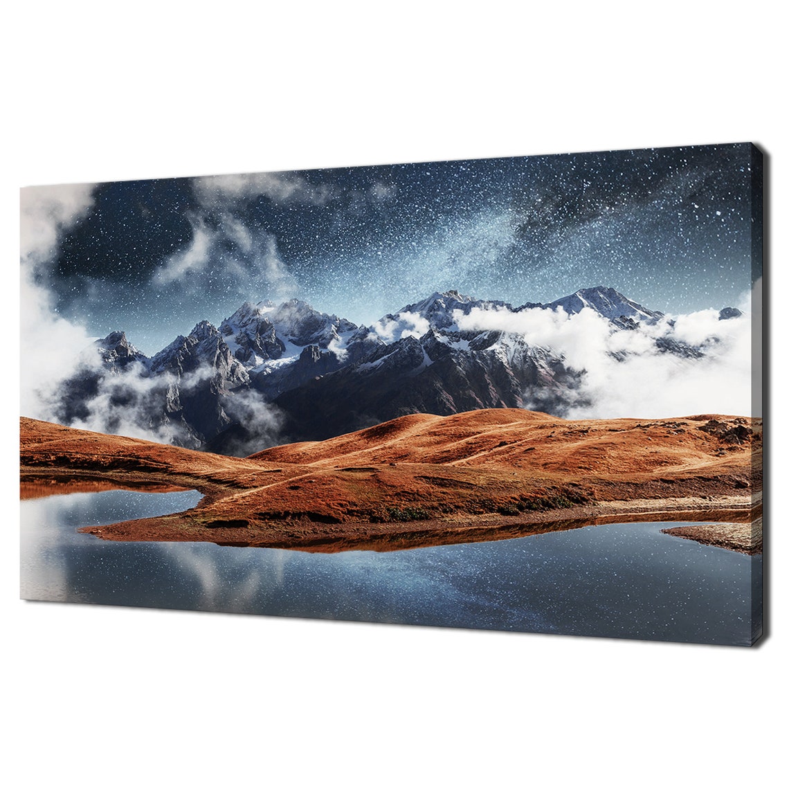 Starry Sky Night Over Mountain Lake Koruldi Georgia Modern Design Home Decor Print Wall Art Picture