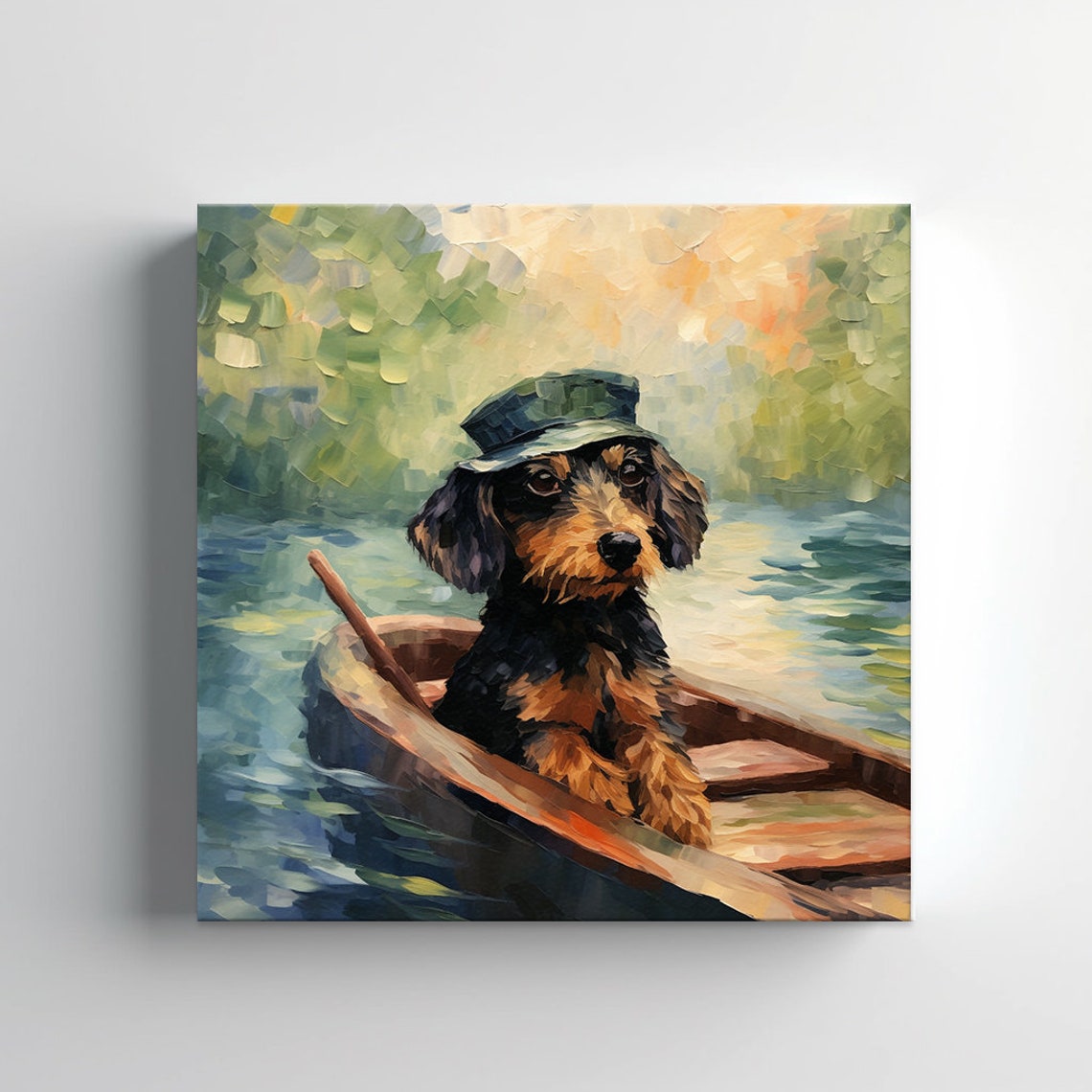 Cute Dachshund Dog In The Boat Animal Print Gift For Dachshund Dog Lover Colourful Dog Portrait Painting Print Dog Pet Wall Art - Image 3