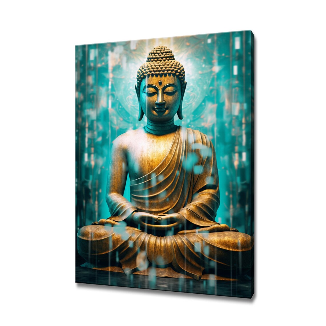 Meditating Calm Golden Buddha Asian Art Print