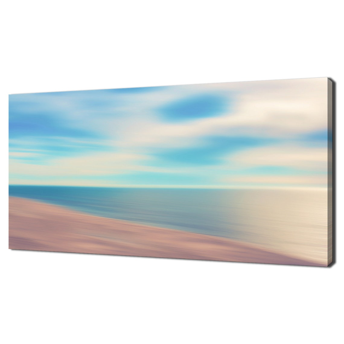 Pastel Beach Seascape Soft Pink Sand Turquoise Sky Art Print