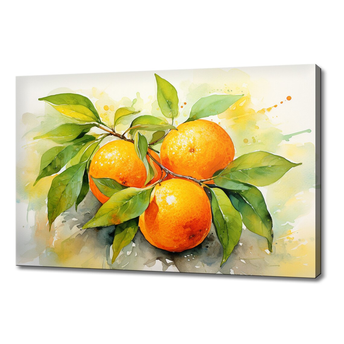 Orange Tangerines Fruits Watercolour Print Colourful Kitchen Wall Art Fruit Print Modern Kitchen Restaurant Wall Decor