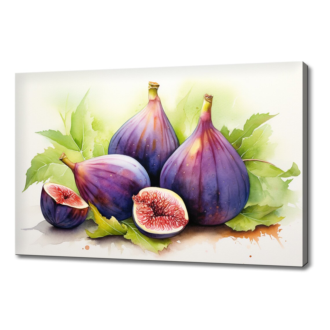 Fresh Purple Fig Fruits Watercolour Kitchen Still Life Wall Art Print