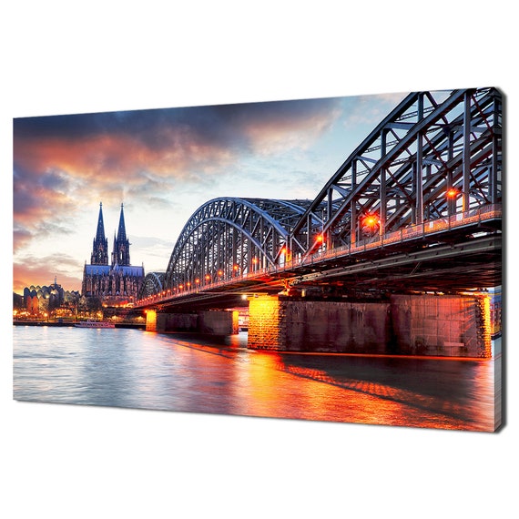 Cologne Cathedral And Hohenzollern Bridge At Sunset Modern Design Home Decor Print Wall Art Wall Hanging