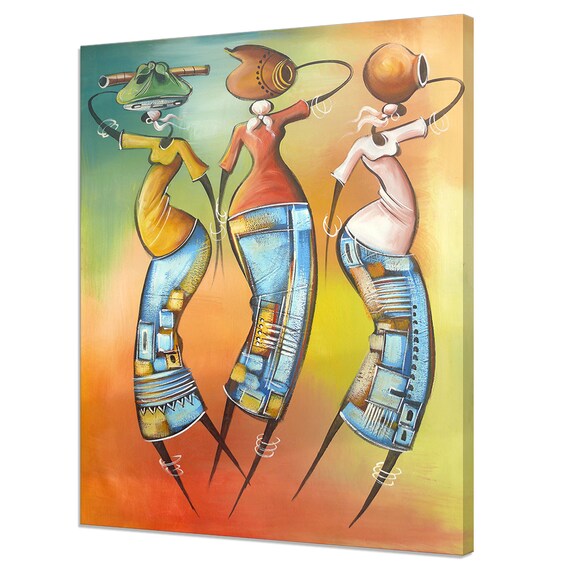 Drawing Of Ethnic Life In Africa African Women Modern Design Print Home Decor Wall Art Picture Ready To Hang