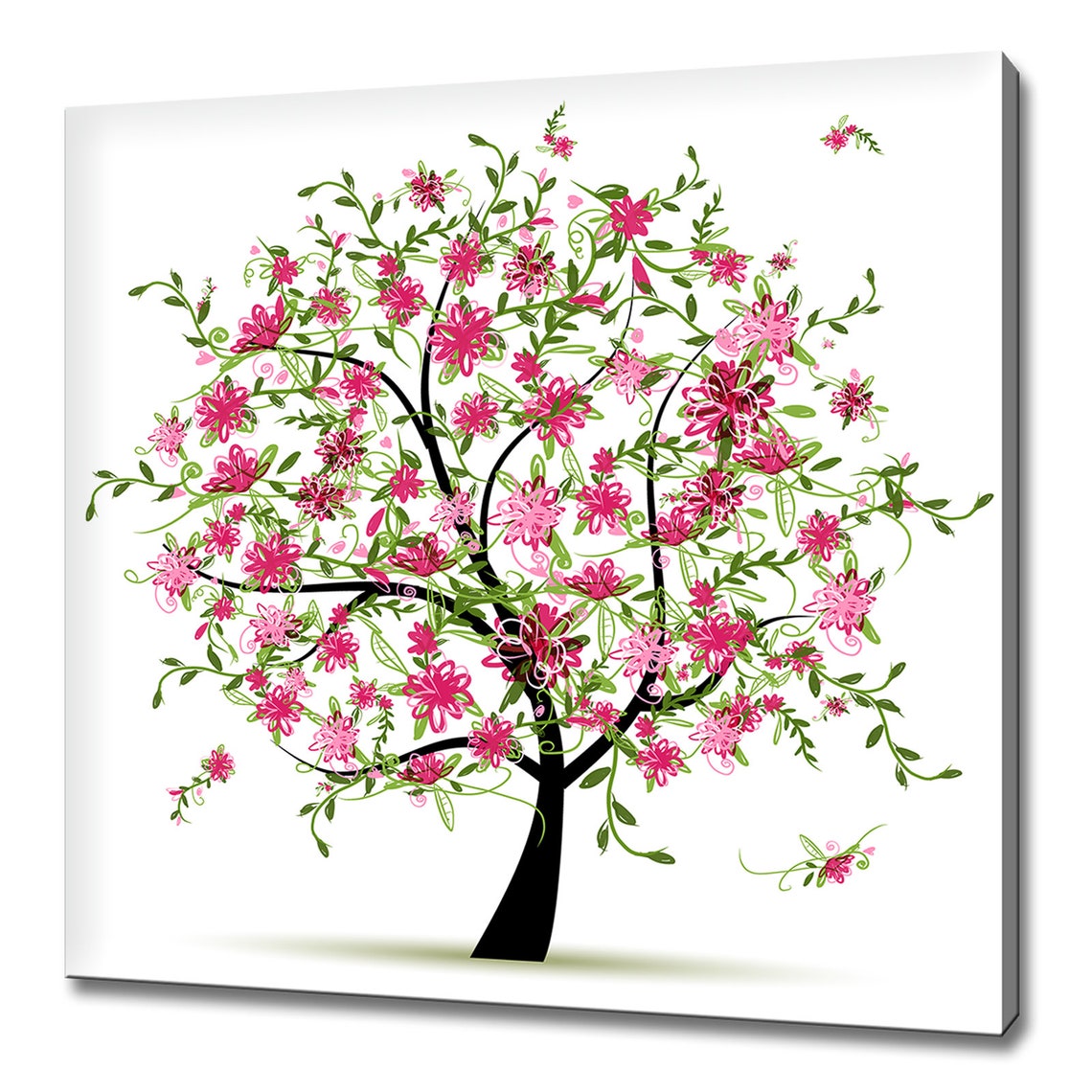 Pink Blossom Tree Abstract Spring Flowers Modern Wall Art Print