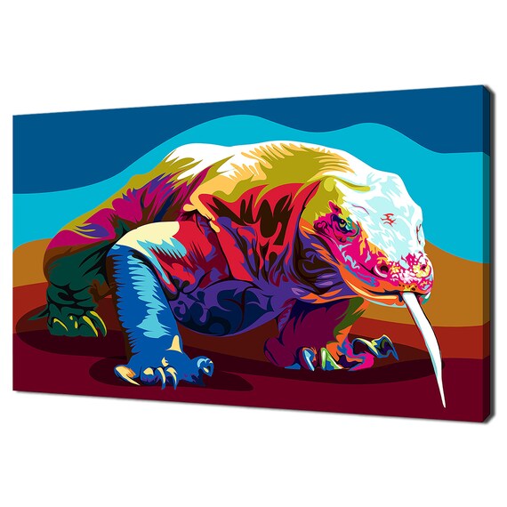 Colourful Comodo Dragon Pop Art Animal Modern Design Home Decor Print Wall Art Wall Hanging