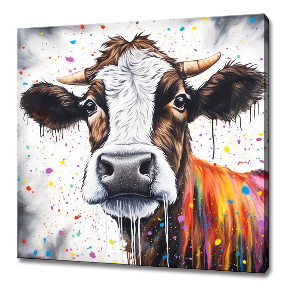 Colourful Farm Cow Watercolour Painting Style Animal Farm Animal Art Farm Animal Art Print Wall Art Kids Nursery Art Prints