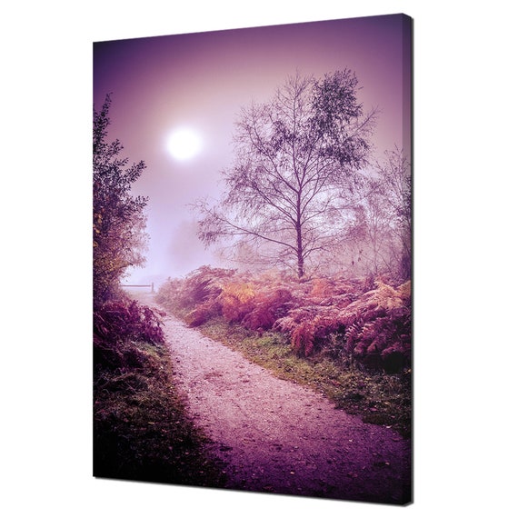 Pink Purple Sunset On A Foggy Day Modern Design Print Wall Art Picture