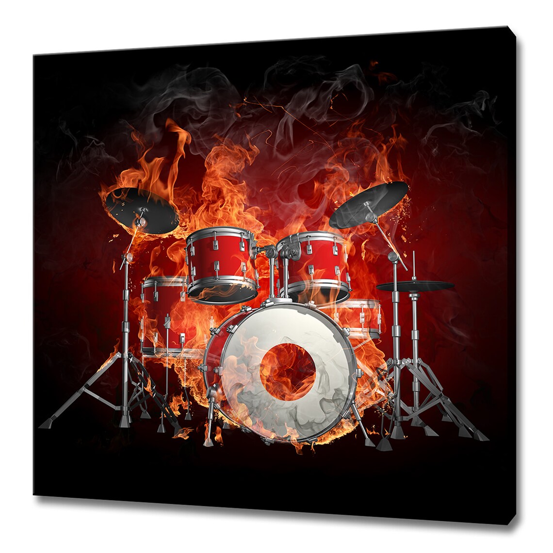 Drums On Fire Modern Music Art Print, Home Decor