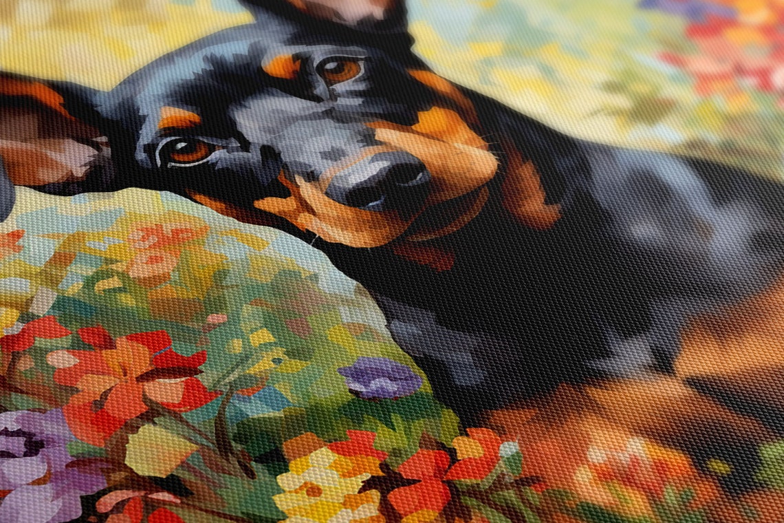 Doberman Dog Puppy Animal Print Gift For Doberman Dog Lover Colourful Dog Portrait Painting Print Doberman Dog Pet Wall Art - Image 4