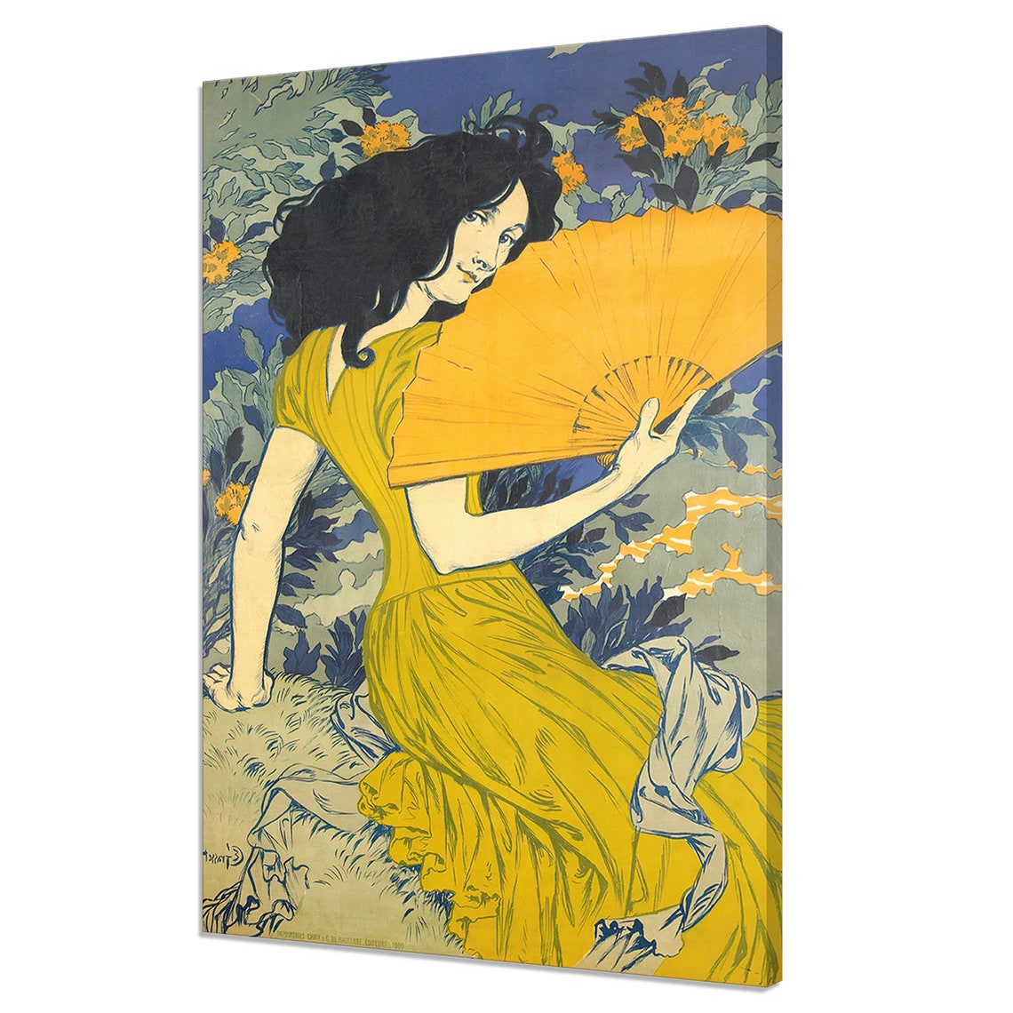 Portrait Of A Girl With Fun And Yellow Dress Vintage Painting Print Antique Female Portrait Fine Art Victorian Oil Paint Print