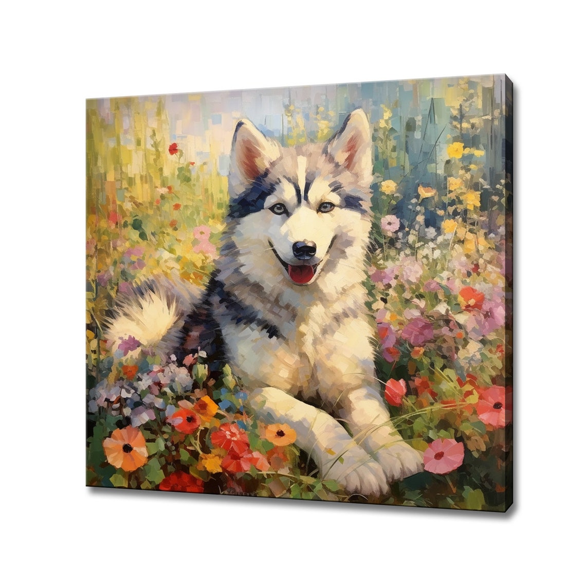 Beautiful Husky Dog Puppy Print Gift For Husky Dog Lover Colourful Dog Portrait Painting Print Husky Dog Pet Wall Art