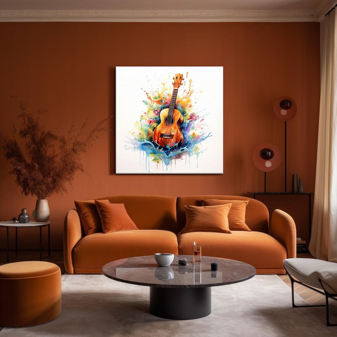 Acoustic Ukulele Watercolor Rainbow Paint Splash Music Instrument Poster - Image 4
