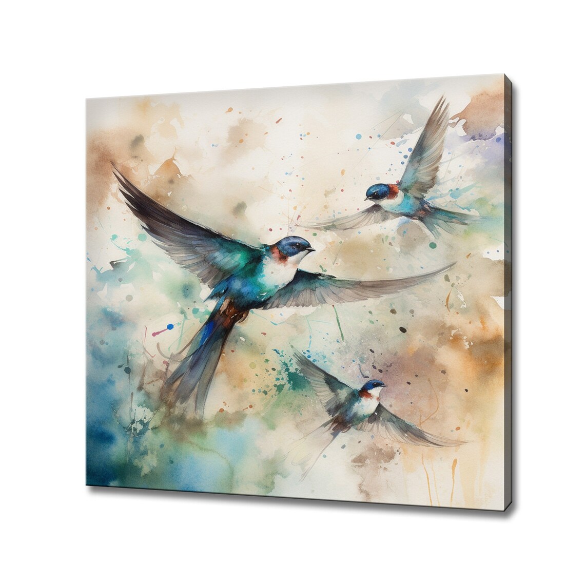 Swallow Birds Watercolour Art Print, Modern Decor